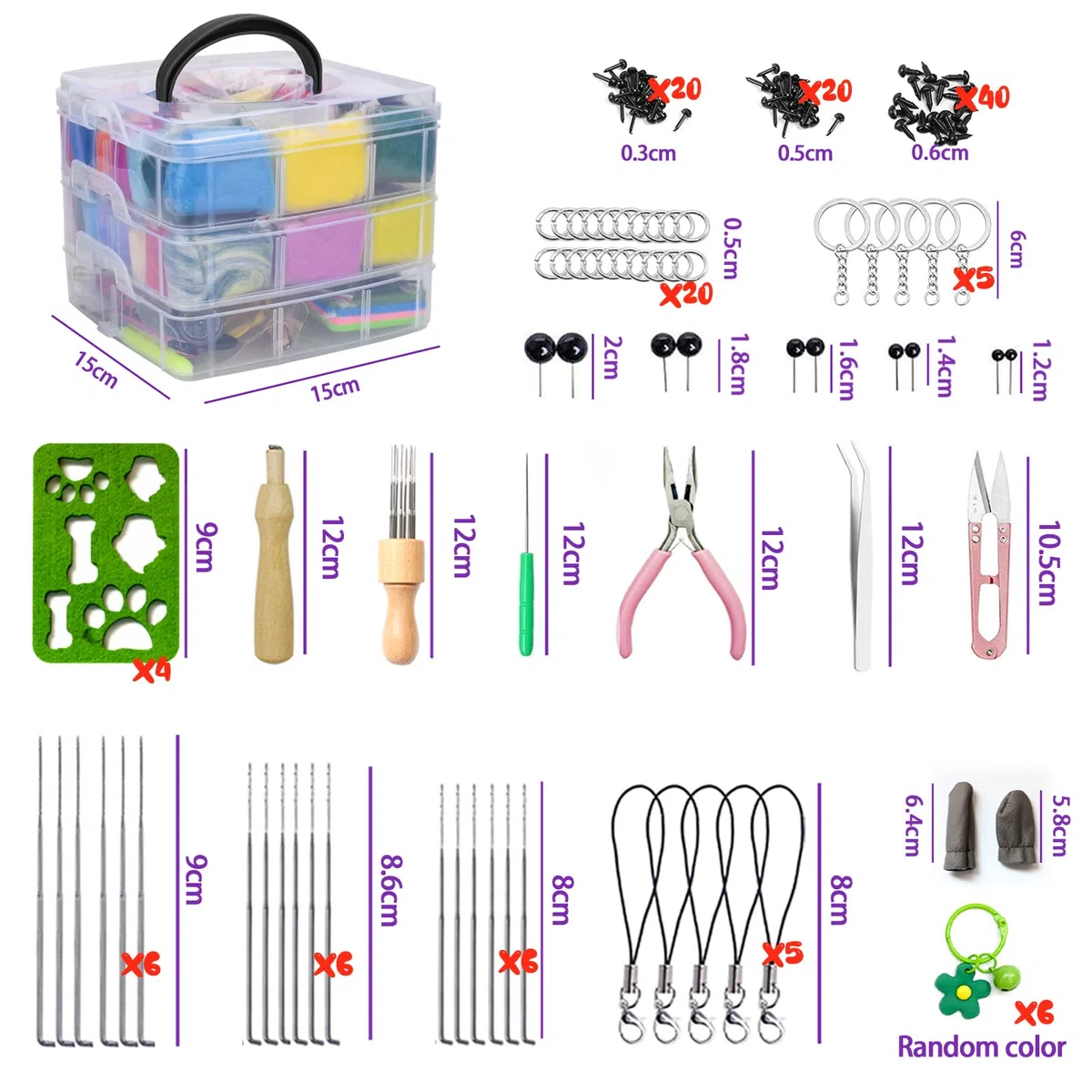 lana de fieltro,Juego de Lana de Fieltro, Kit de Fieltro de Lana,48 Colores de Lana para Fieltrar,con Herramientas de Fieltro de Lana,para Principiantes en Fieltro Artesanal Hilado a Man
