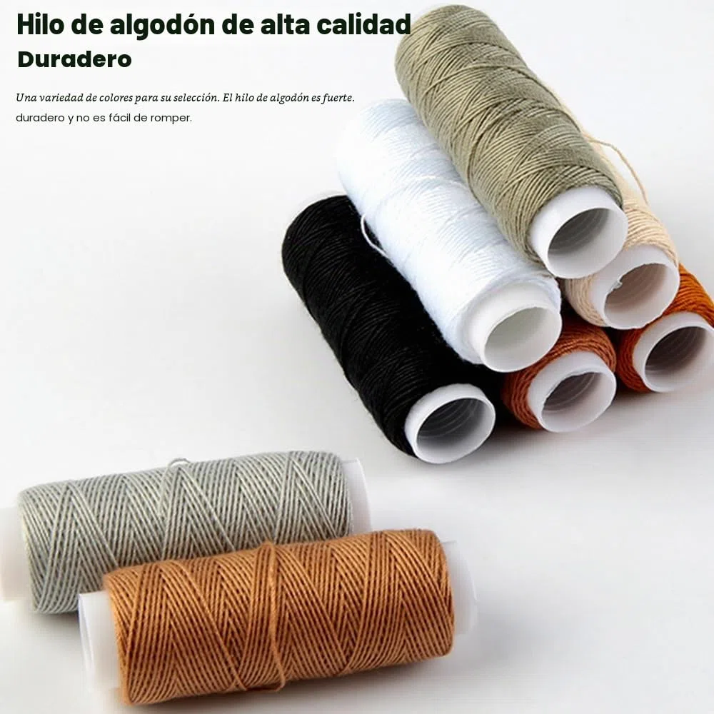 Mocrop Kit Costura de Cuero de 34 Piezas con Agujas de Coser a Mano de 16 piezas, Juego de Costura de Cuero Multifuncional de Bricolaje para Coser Lienzo de Cuero