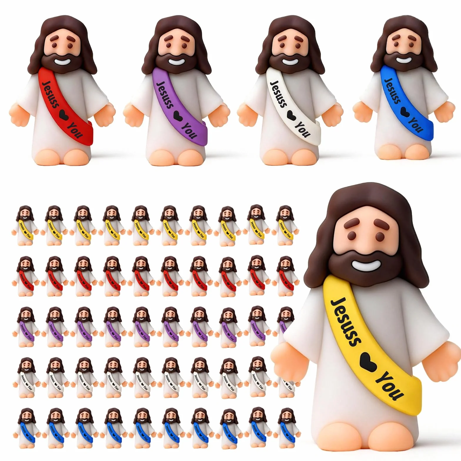 50 Piezas Mini Figuras de Jesús, Minifiguras de Jesús, Decoraciones de Pascua, pequeñas Figuras de Jesúss pequeño para esconderse y Buscar, Regalo de Bautizo, Escuela