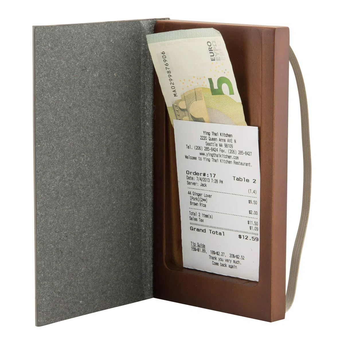 SECURIT Leather Range Bill Presentador 17,9 x 10 cm, Madera, Gris, 17.9 x 10 x 1.8 cm