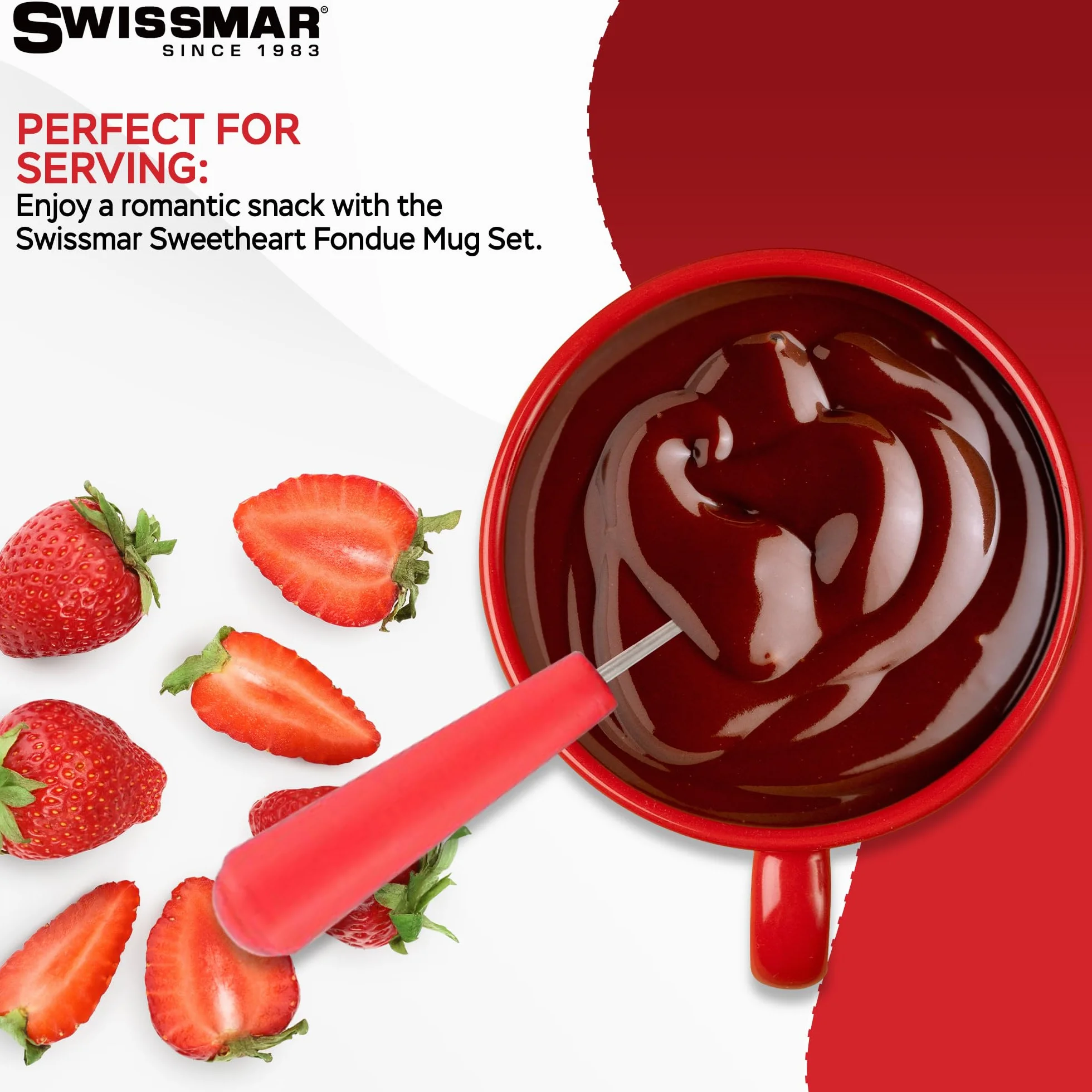 Swissmar F12066 4-Piece Sweetheart Chocolate Fondue Mug Set by Swissmar