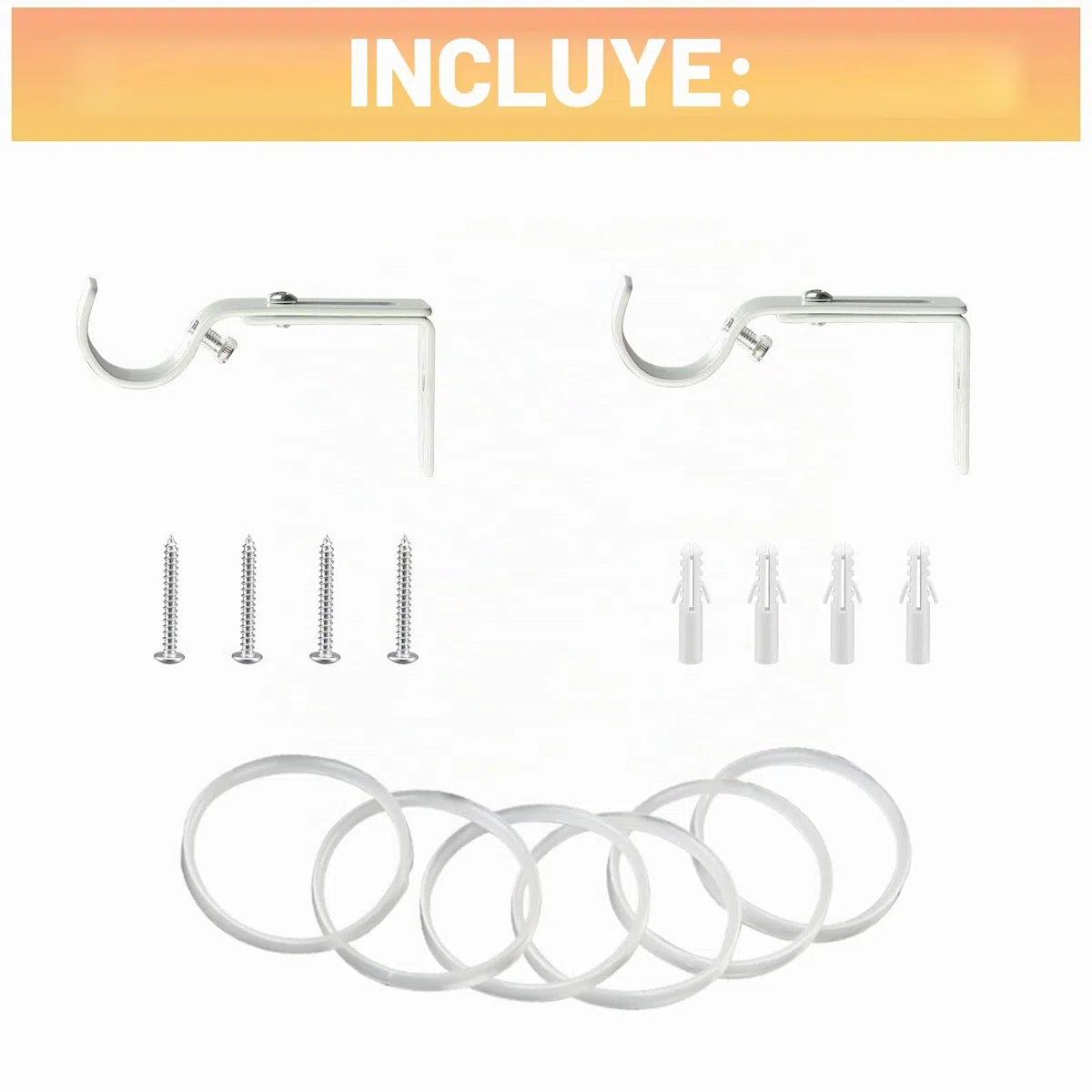 Barra Cortina Extensible, 81-204 cm, Juego de Barra Cortina Estable, Blanca