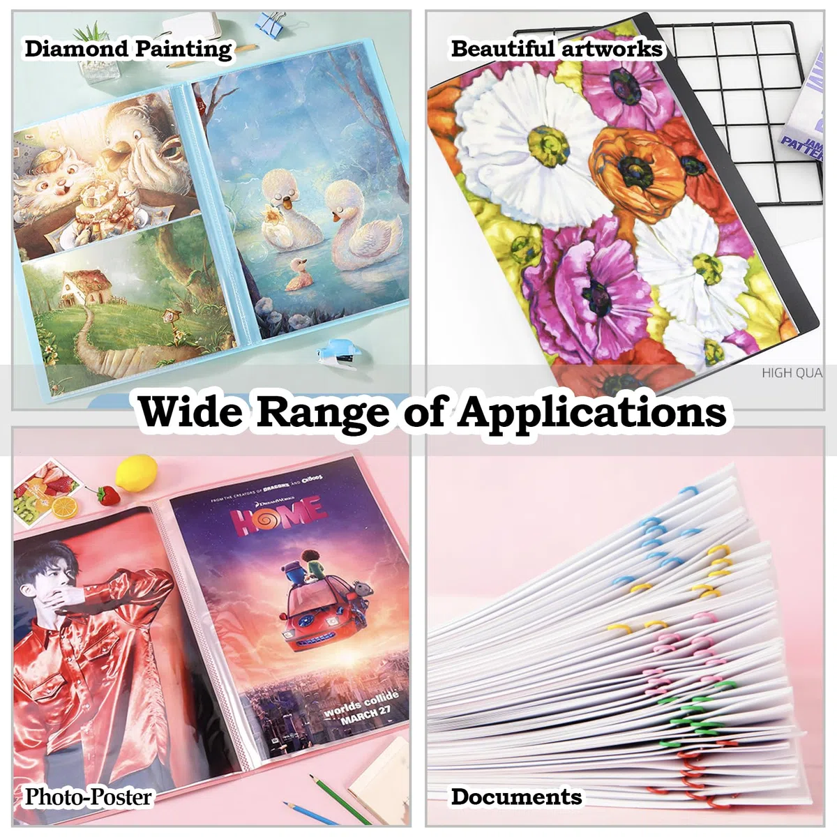 Álbum de Fotos A3 de Pinturas de Diamantes, Carpeta de Almacenamiento para Trabajos de Acabado, Portafolios de Arte de Diamantes (Rosa), 30 Páginas