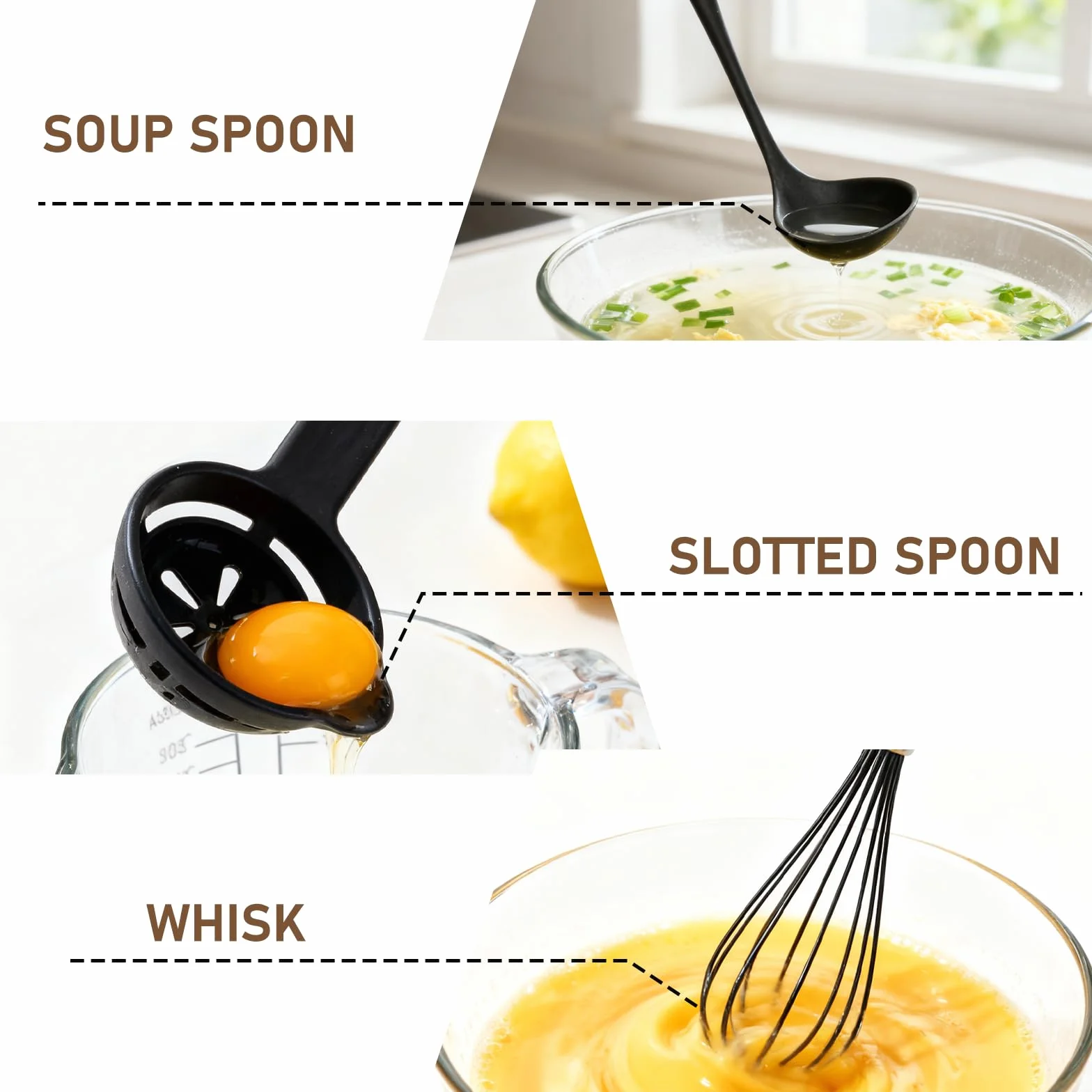 VINATO Juego de Utensilios de Cocina 12 Piezas de Silicona Alimentaria, Utensilios de Cocina sin BPA | Apto Lavavajillas, Negro
