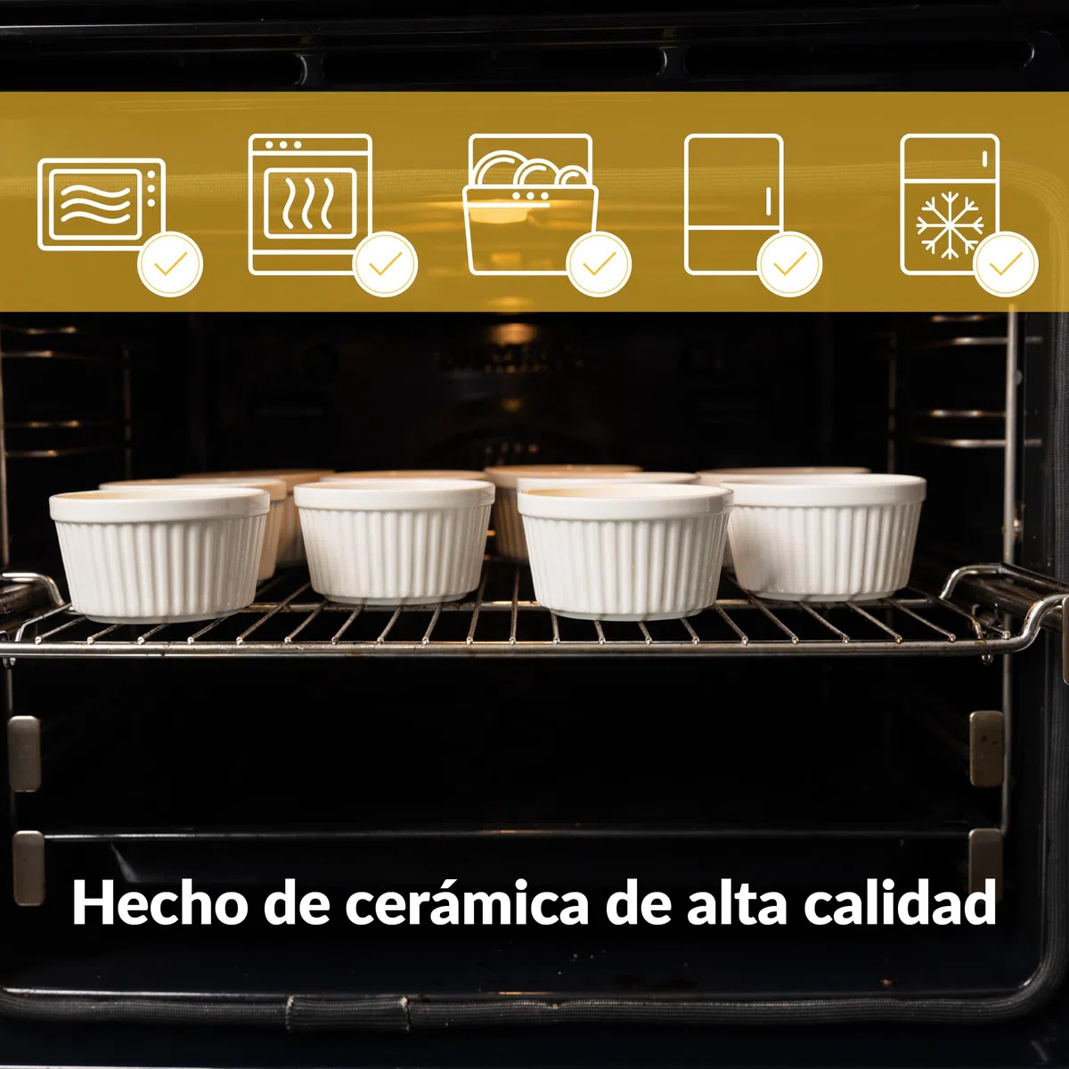 Chefarone Juego de moldes para soufflé, aptos para lavavajillas, cuencos de cerámica para hornear y preparar, mini cazuelas de 200 ml, juego de 10 unidades, color blanco (9 x 7,5 x 5 cm)