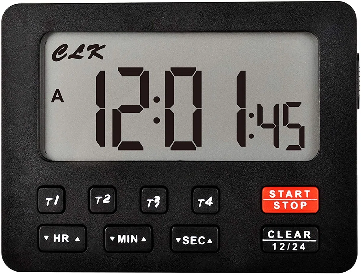 Runleader - Temporizador Digital de Cocina con 4 Canales de Seguimiento, Cuenta Regresiva y cronómetro, Reloj de 12/24 Horas, Bucle magnético para Cocina, Comedor, Sala de Aperitivos(Negro)