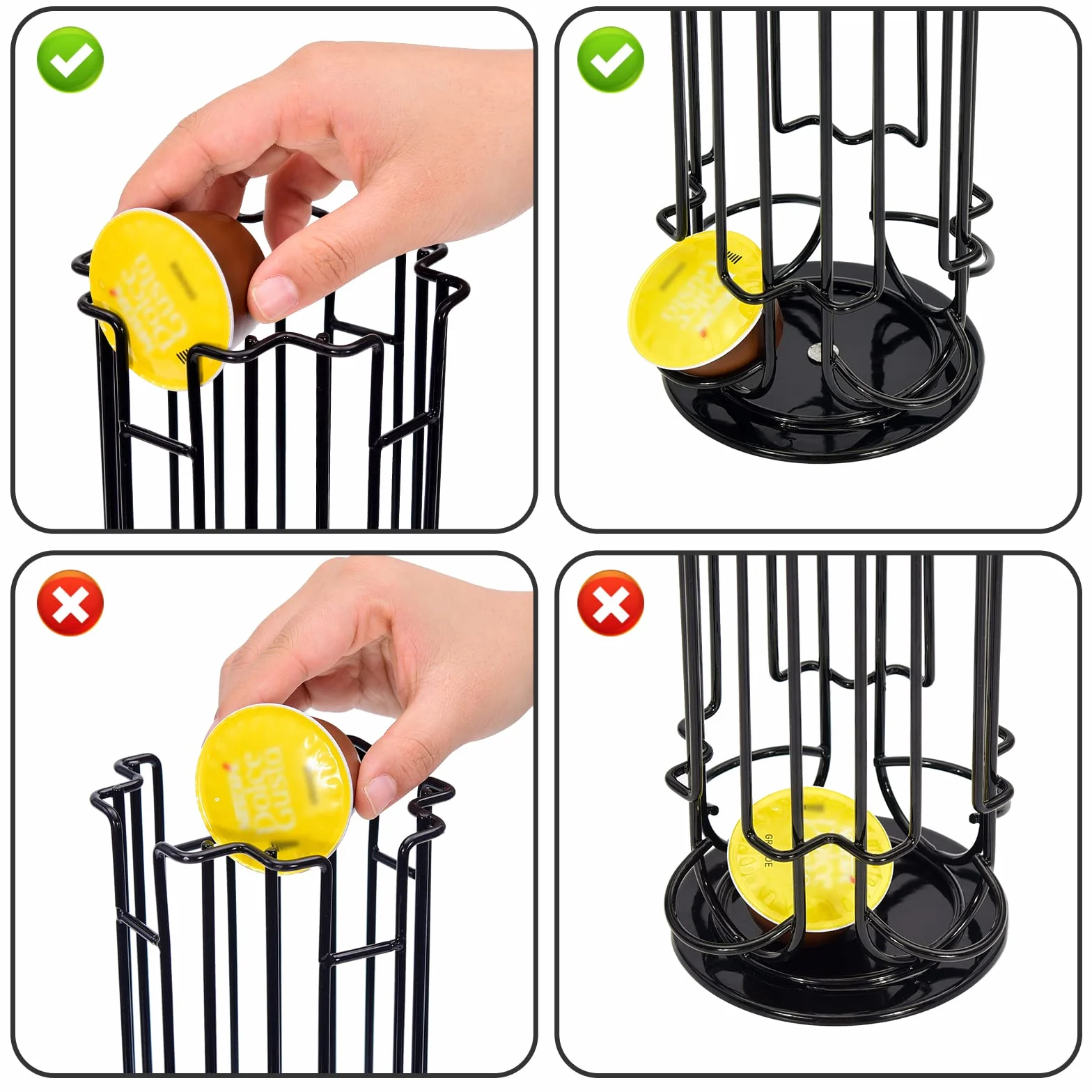 Soportes para Cápsulas de Café 24 Dolce Gusto,Dispensador Capsulas Dolce Gusto Almacenamiento de Cápsulas de Café, estante giratorio de torre de cápsulas de café, Base antideslizante,Negro