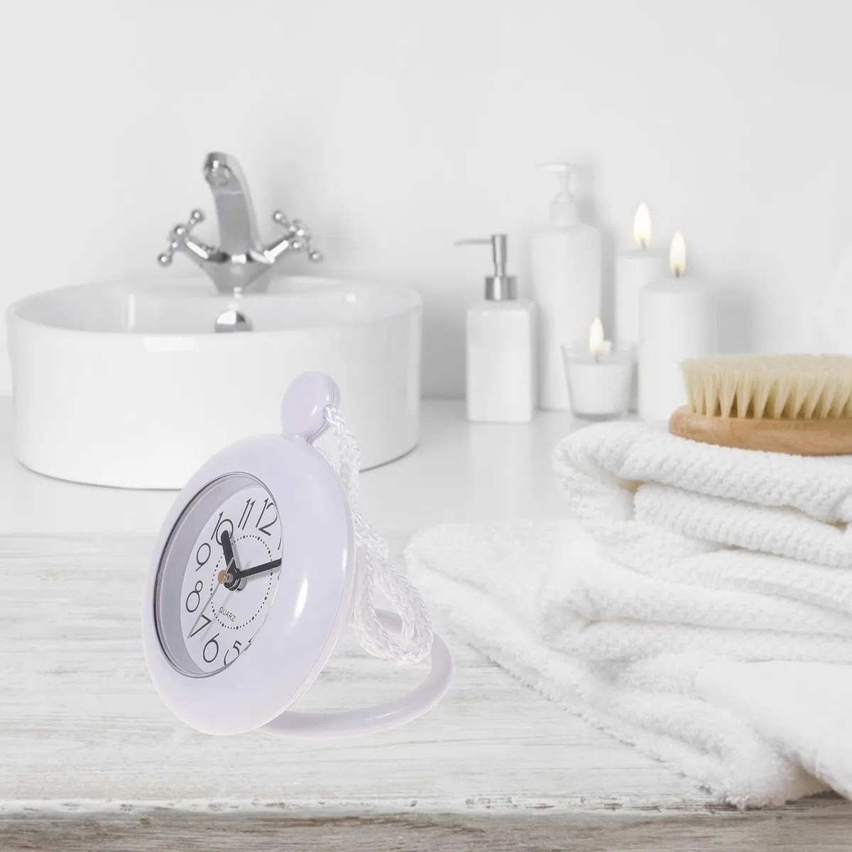 Garneck Reloj De Pared para Baño Impermeable con Diseño Colgante Ligero Ideal para Decoración En Ducha Sauna Y Piscina Funciona con Pilas