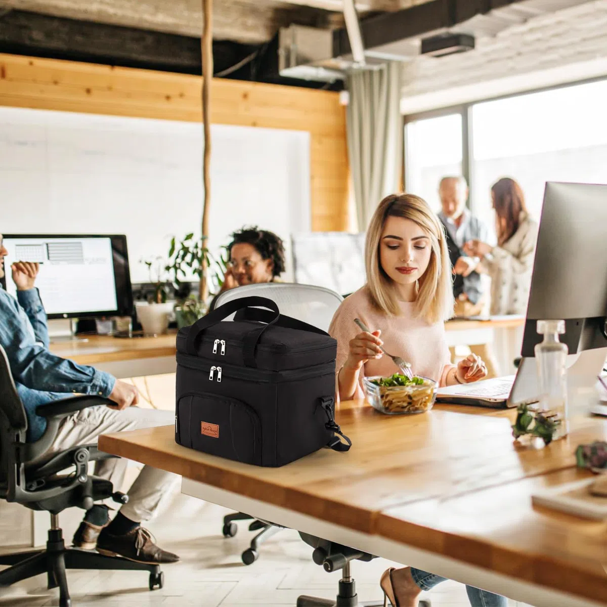23L Bolsa Térmica Porta Alimentos Bolsa de Enfriamiento Bolsa de Almuerzo Portátil Bolsa De Aislamiento alimentos/Bebidas Bolsa Nevera para adecuado Adulto Niños (Negro)