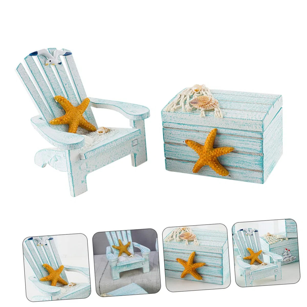 Decoración Mini Silla de Madera con Caja Forma de Silla para Escritorio y Estantería Adorno de Paisaje Miniatura para Hogar Oficina y Jardín Regalo Infantil