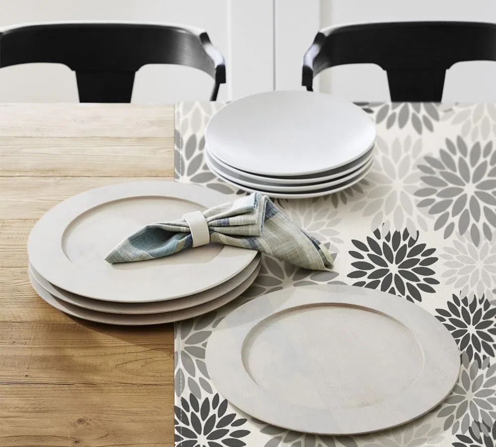 Artoid Mode Flores Gris Dalia Ropa de Mesa de Halloween, Temporada Otoño Cocina Mesa Decoración Interior Vacaciones Fiesta Decoración 120x120 cm
