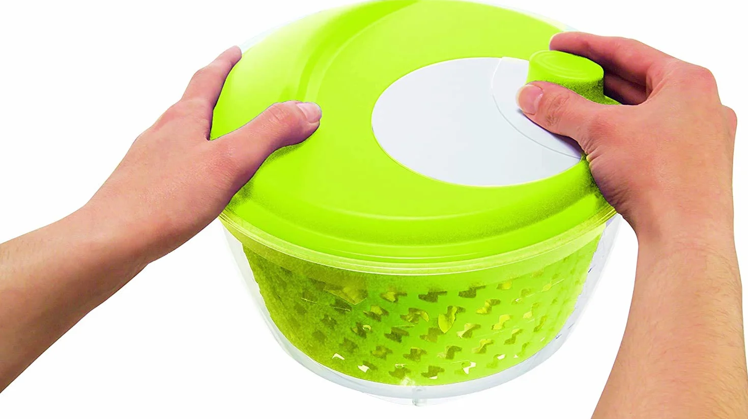 Rotho Fresh Hilandera de ensalada, Plástico (PP) sin BPA, verde/transparente, 4.5l (25.0 x 25.0 x 16.5 cm)