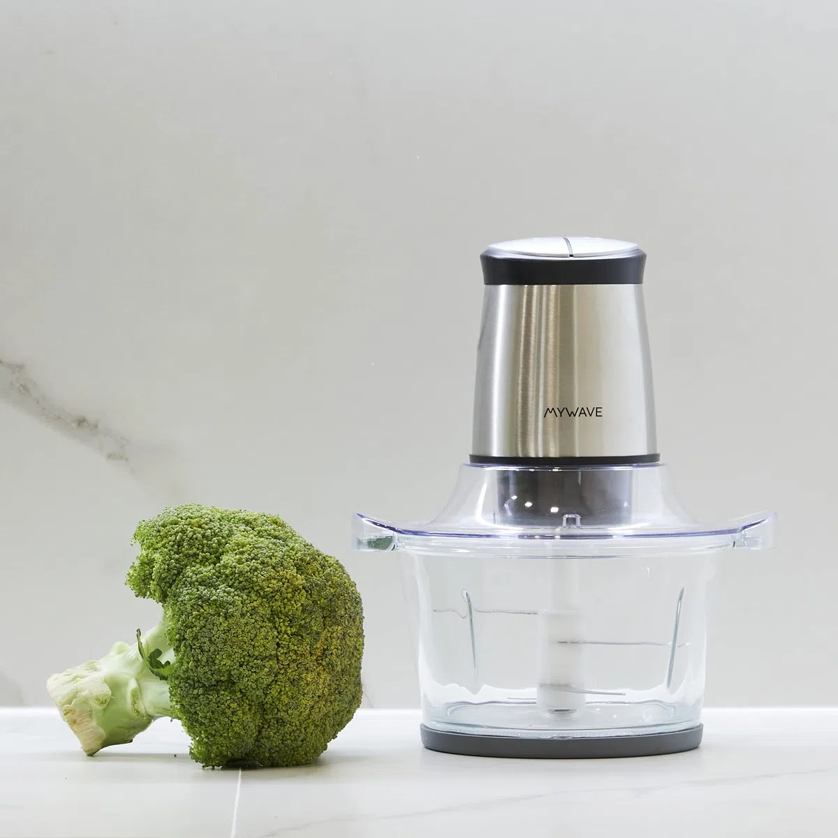 My Wave - Mini Picadora - Para Todo Tipo de Alimentos - Potencia de 400W y Capacidad de 1,5 L - Picadora con 2 Niveles de Velocidad - Bol de Cristal y Cuchillas de Acero Inoxidable