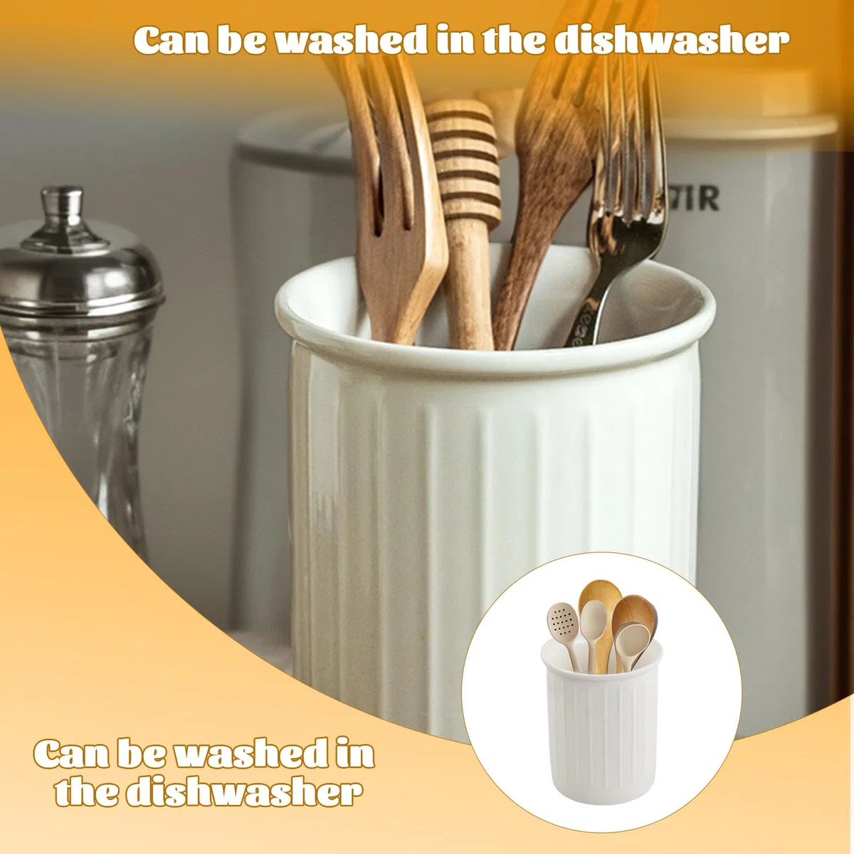 Bote Utensilios Cocina Bote para Utensilios Soporte para Utensilios de Cocina Kitchen Utensilhalter Porta Utensilios de Cerámica Porta Cucharas de Cocina para Encimera Cocina, Blanco