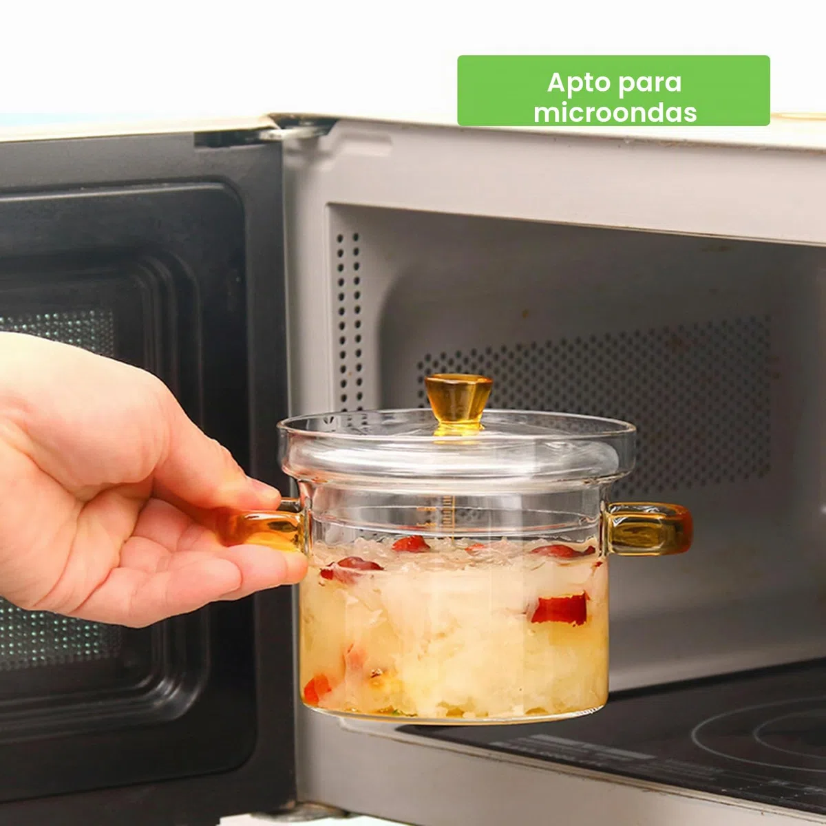0.45L/15.8oz Olla de Cristal para Sopa, Olla de Sopa de Vidrio para Placa de Inducción, Olla Multifuncional de Vidrio Transparente de con Tapa para Ensalada, Sopa de Pasta y Leche