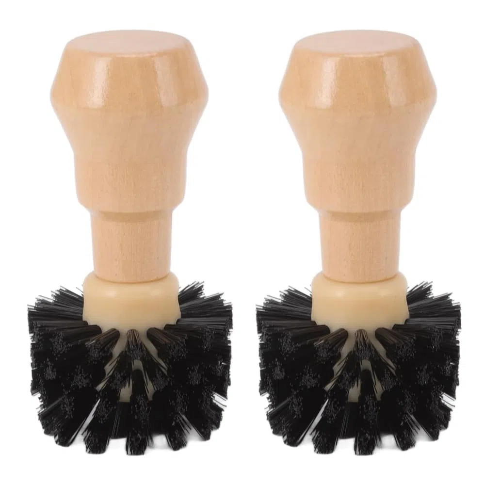Cepillo de Limpieza para Portafiltro de Café, Cepillo de Limpieza Profesional para Café Expreso, Cepillo de Limpieza Portátil para Manipulación de Café con Mango de Madera (51/54mm-2Pcs)