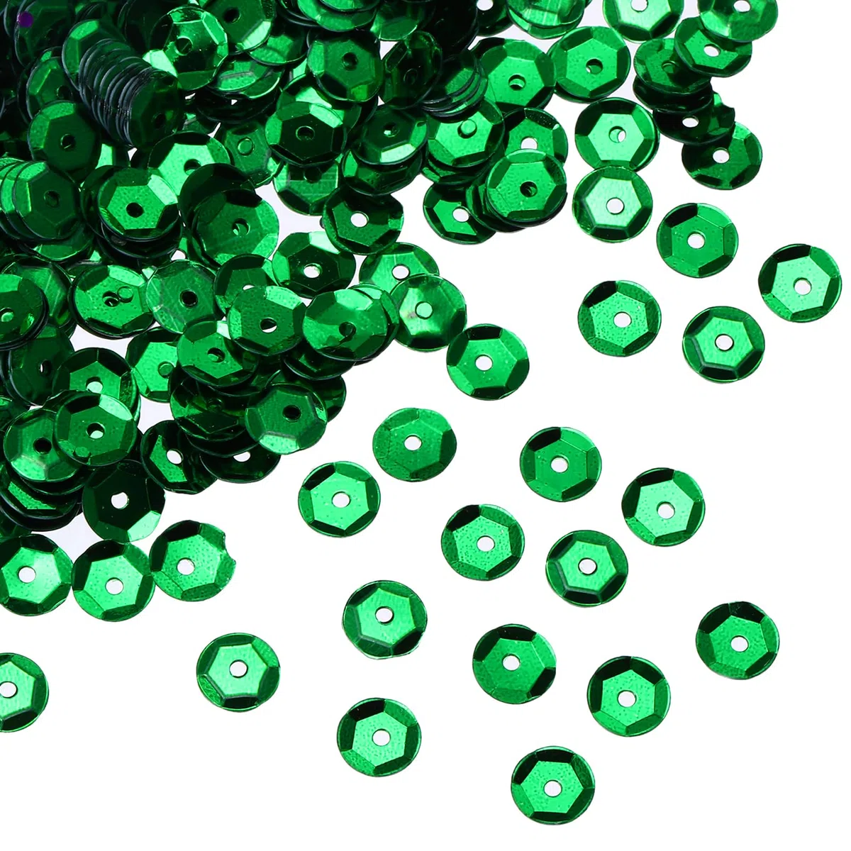sourcing map 20000 piezas de lentejuelas sueltas de 6 mm a granel, lentejuelas bordadas, lentejuelas redondas con agujeros para hacer joyas, manualidades, costura, maquillaje, uñas, color verde