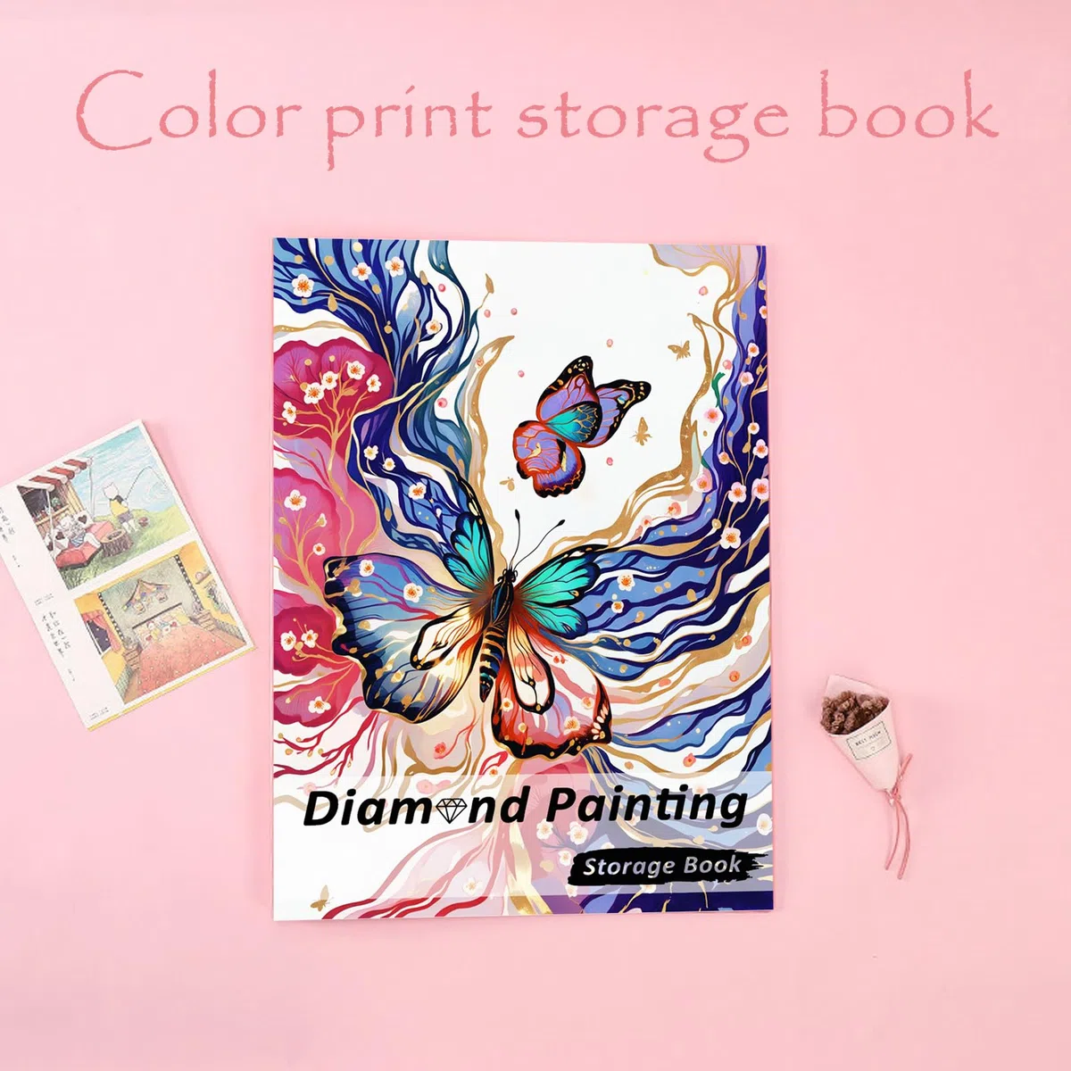 Álbum de Fotos A3 de Pinturas de Diamantes, Carpeta de Almacenamiento para Trabajos de Acabado, Portafolios de Arte de Diamantes (Rosa), 30 Páginas