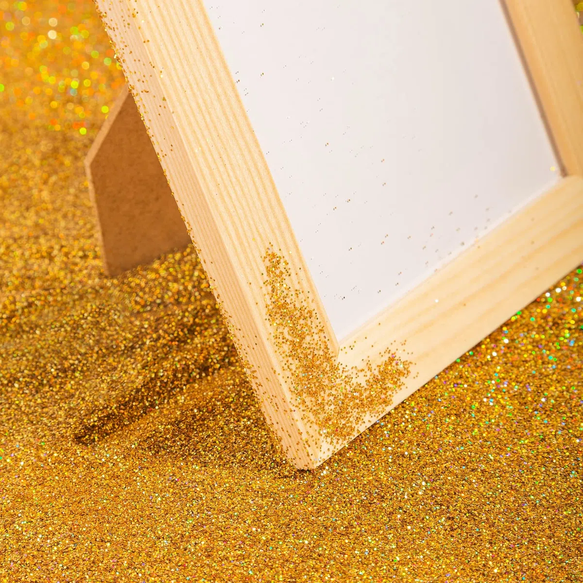 Creative Deco 200g Dorada Purpurina Manualidades Pintura Pared | Brillantina Oro Holográfica | para Decorar | Ultra-Fina 0,2mm | Adición Brillo para Esmalte de Uñas, Resina Epoxi | Decoración Navidad