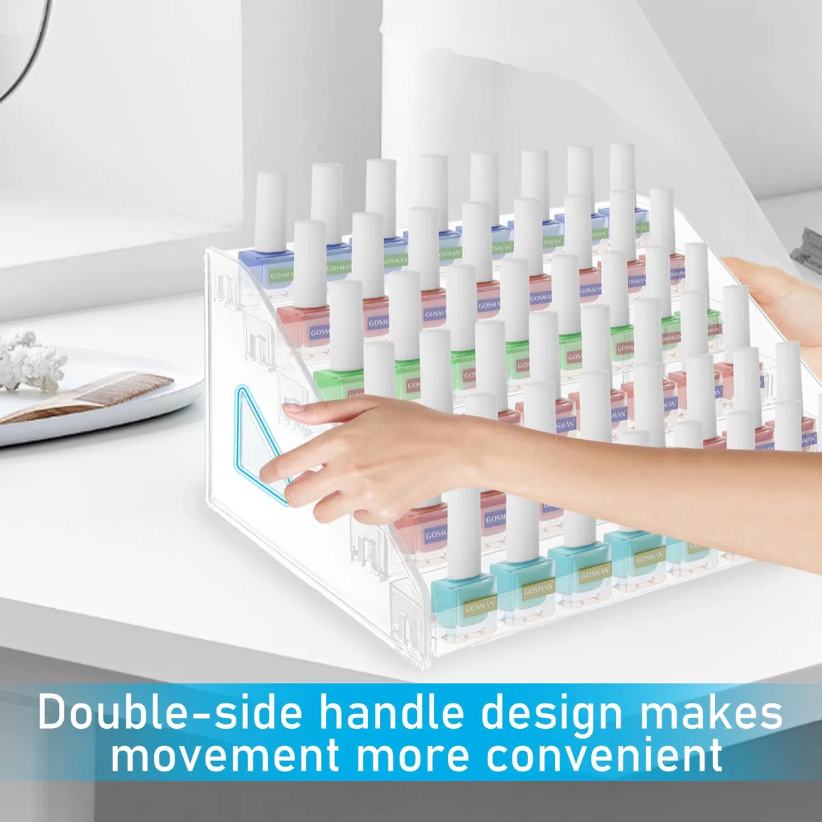 2 Piezas Organizador Esmaltes Uñas, Expositor Esmaltes Uñas Acrílico Transparente de 6 Niveles, Estante para Pintauñas, Maquillaje y Cosméticos, 31x25,5x16 Cm para Tocador
