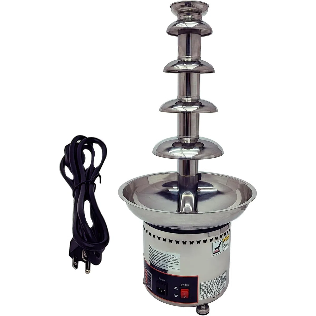 Máquina de fuente de chocolate, fuente de fondue comercial de acero inoxidable para derretir queso y chocolate, 4 capas, perfecta para fiestas y reuniones