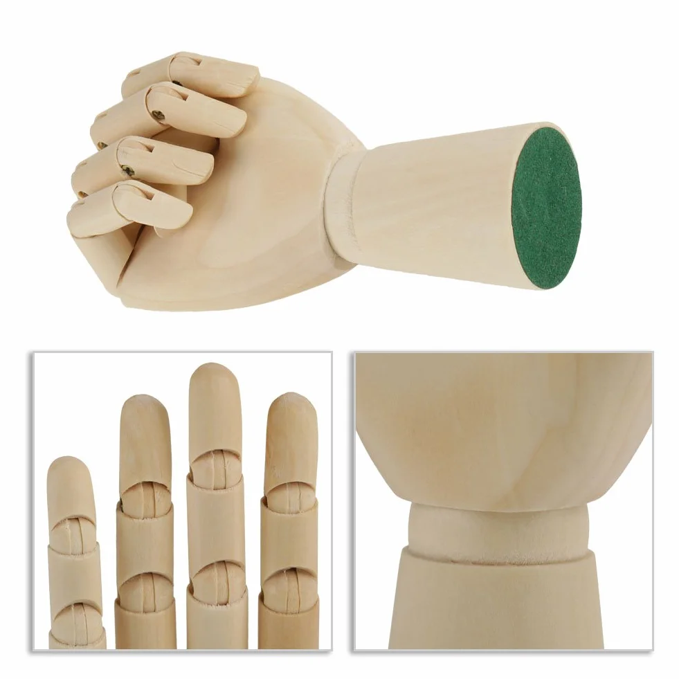 Mano modelo de madera de madera humana flexible mano modelo de dibujo modelo para principiantes, profesionales y artistas(7" mano derecha)