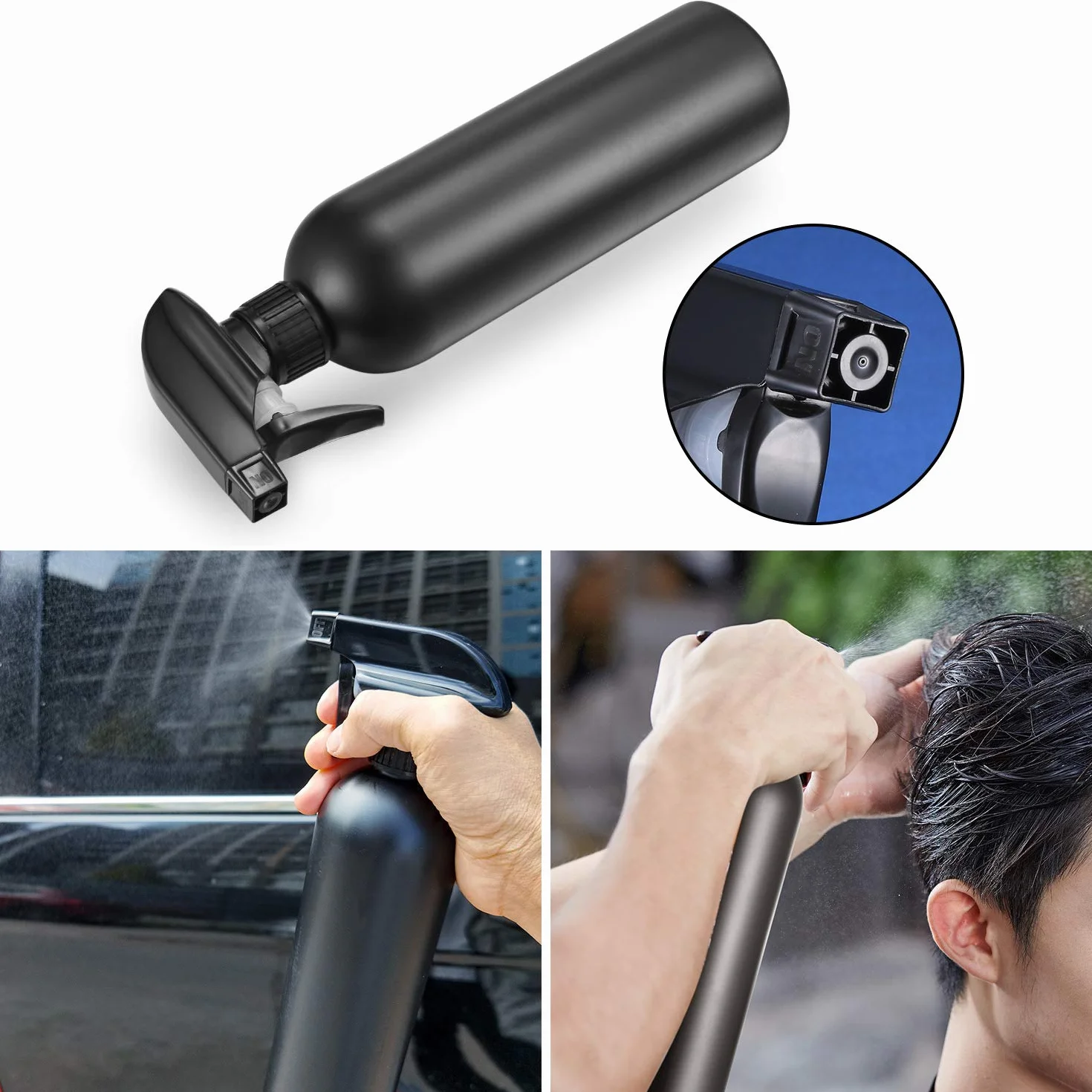 3PCS Botella de Spray Vacías de Plástico de 500 ml, Pulverizador Agua de limpieza, Bote Spray Pulverizador, Vaporizador de Agua para Plantas, Limpieza, Cocina - Negro