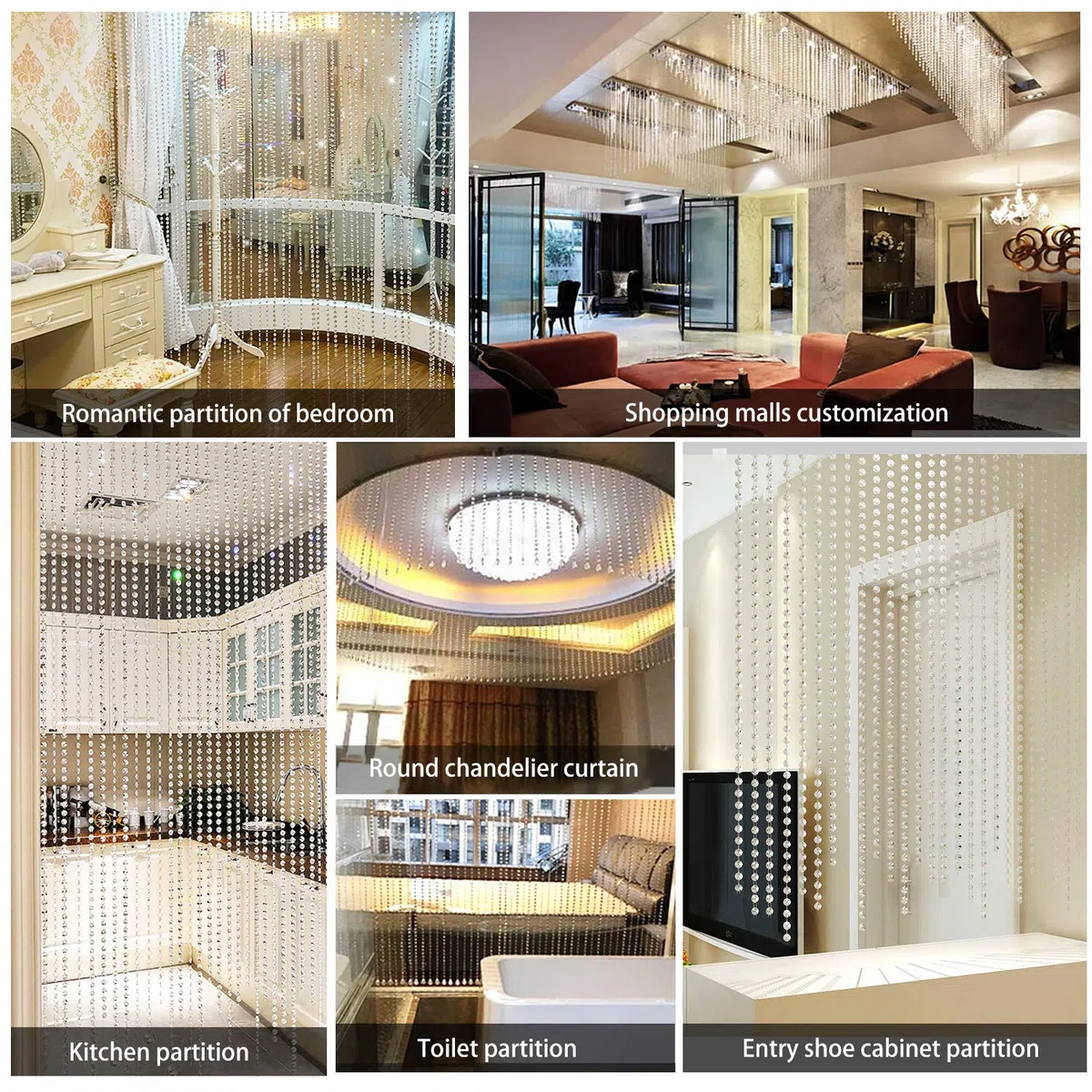 Guirnalda de perlas de cristal, 30 metros, transparente, acrílico, pedrería, guirnalda para boda, fiesta de cumpleaños, dormitorio, decoración
