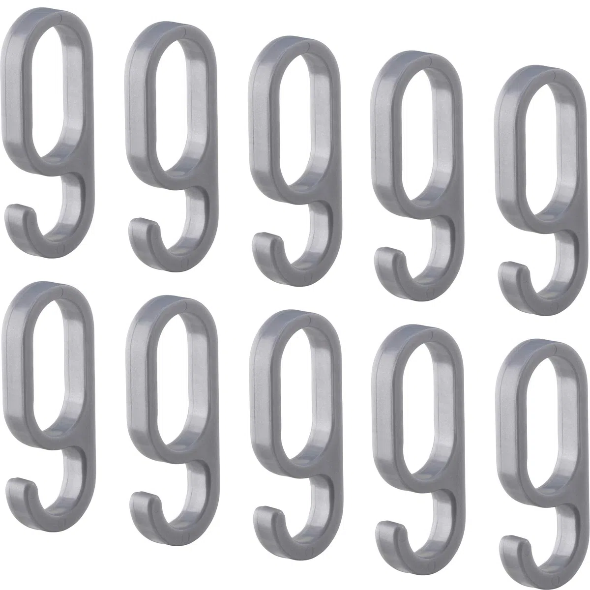 Gedotec Gancho de plástico plateado - para barra de armario ovalada H10623 | 10 piezas - Ganchos para barra de armario ovalada | 60 x 23 mm (alto x ancho)