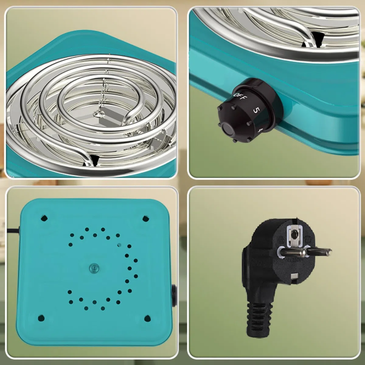 KROWN - Placa Eléctrica Portátil de 1000W, Estufa de Tubo Único en Acero Inoxidable con Control de Temperatura, Ideal para Cocinar en Casa