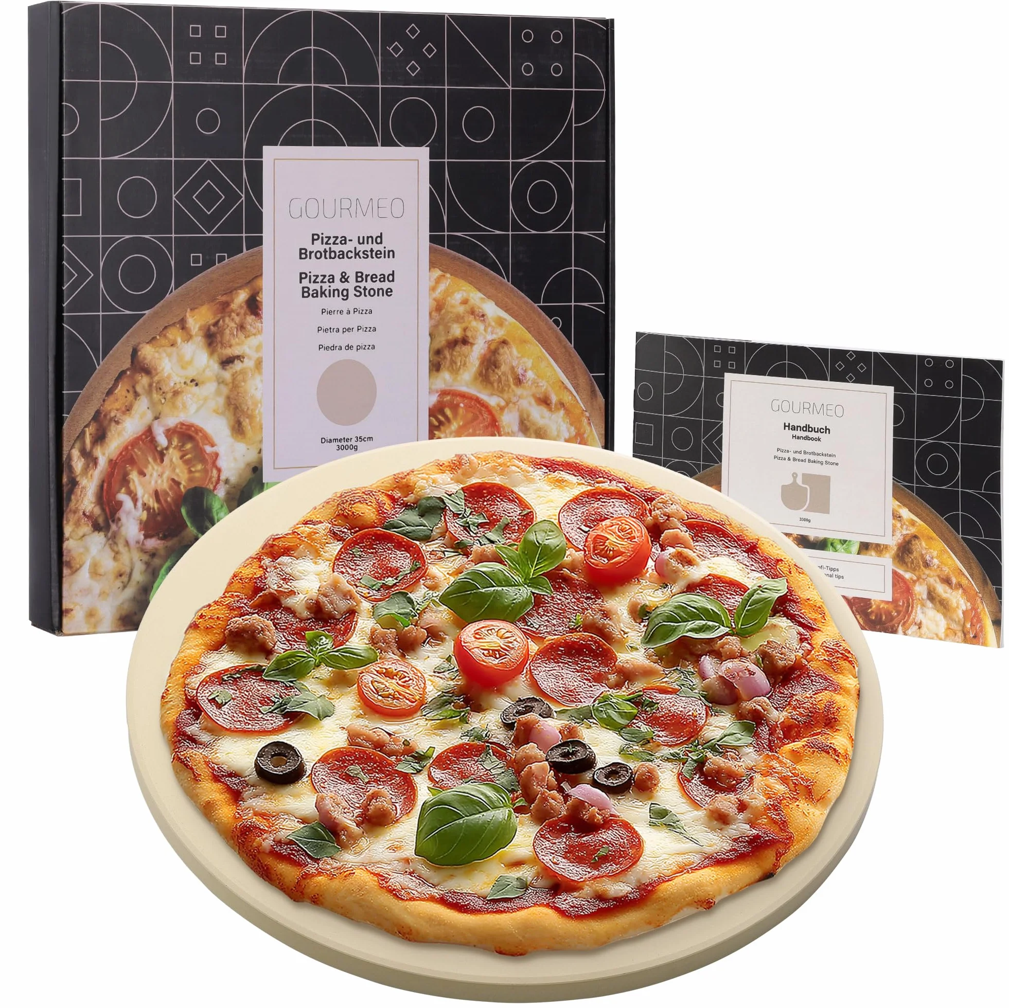 Piedra para Pizza de Cordierita - Redonda 35 cm para Horno y Barbacoa - Stone para Pan y Pizza Refractaria