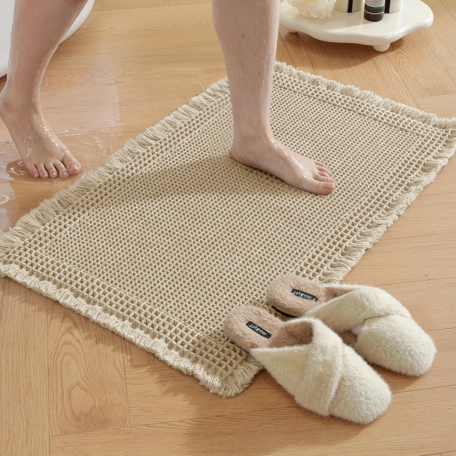YSTELLAA Alfombra De Baño 50x80cm, Alfombras Baño Antideslizante, Alfombrilla Ducha Alta Absorción Práctico, Alfombra Ducha, Alfombrilla De Ducha para Baño, Casa Y Cocina, Marrón