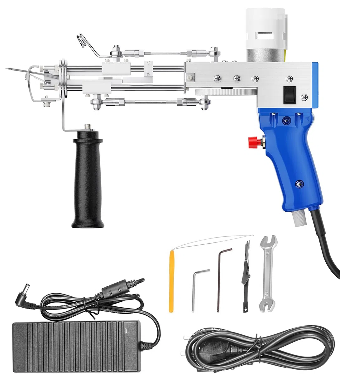 Aomdom Tufting gun 7-21mm, Pistola tufting cut pile 5-40 Puntadas/Seg para pistola para hacer alfombras de lana,pistola de coser alfombras para DIY alfombra pelo corto
