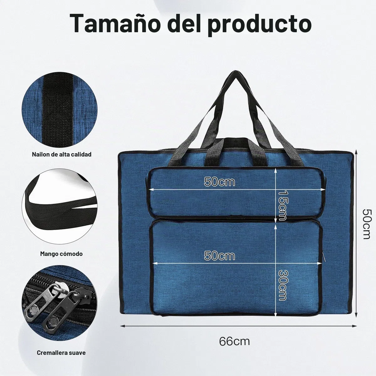 MeYuxg Bolsa de dibujo, carpeta de artista bolso de mano, bolsa de arte impermeable, para almacenamiento de suministros de arte, paquete de arte para estudio y bocetos al aire libre, azul, A2