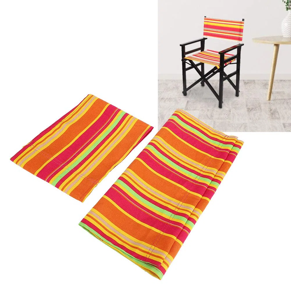Lienzo de Repuesto para Silla de Director, Silla de Director a Rayas con Palo de Madera, Funda de Asiento Resistente al Agua para Silla de Director en casa (Colorido)