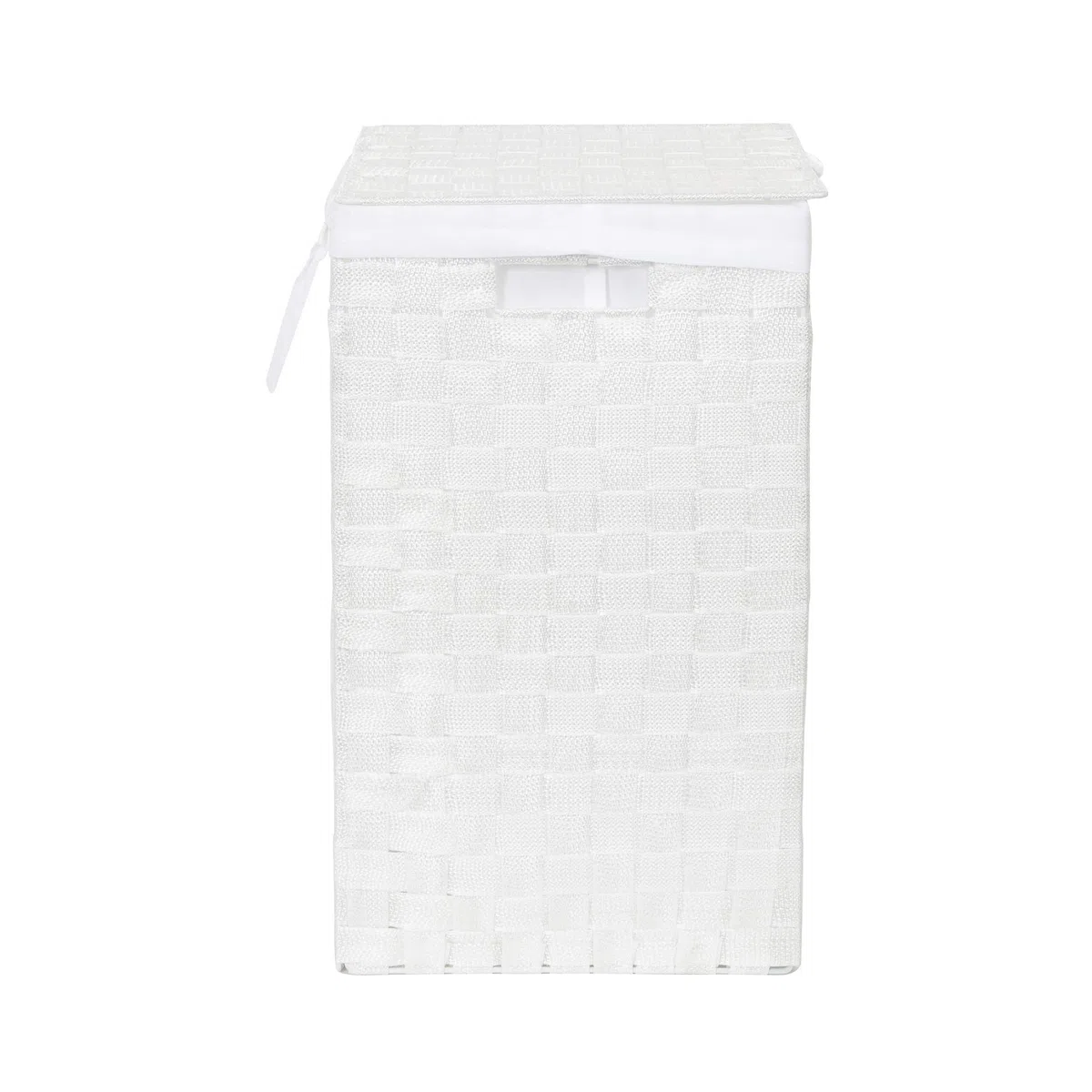 Cesto de almacenaje para ropa de forma cuadrada con tapa. Modelo "Stan". Material. Hilo trenzado. Color blanco. Tamaño: 30 x 30 x 50 cm. RAN6889