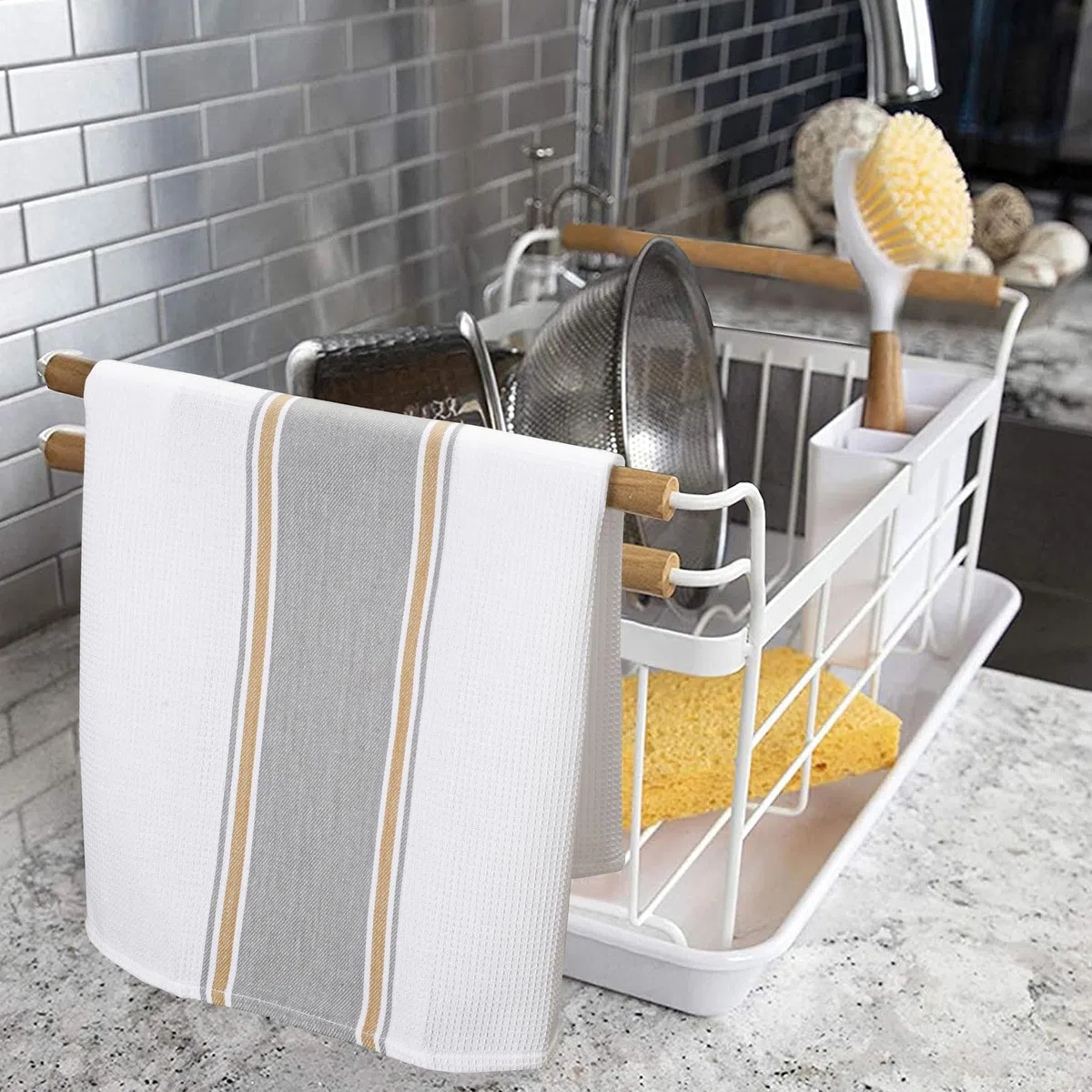 Trapos de Cocina algodón 100% Juego de 6 Piezas - Absorbente Toallas de té - Toallas de Bar - Lavable a máquina Paños de Cocina 40 x 66 cm Gris