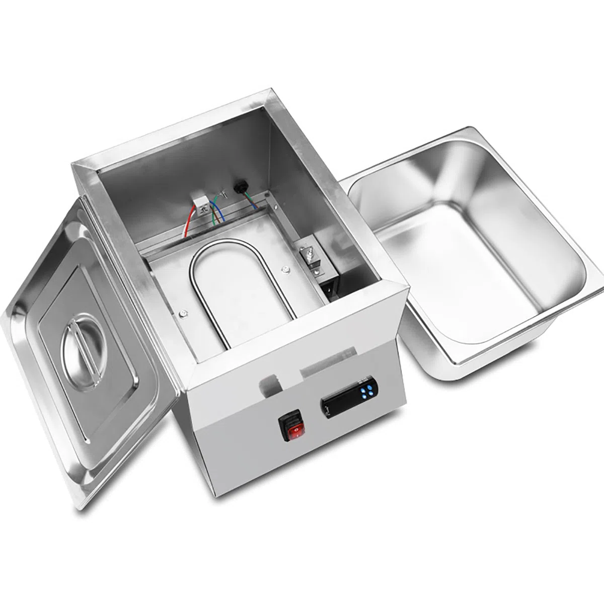 Máquina eléctrica de fusión de chocolate, olla de fusión de templado con control de temperatura (50-300 ℃), ideal para aperitivos, camiones de comida móviles y puestos callejeros