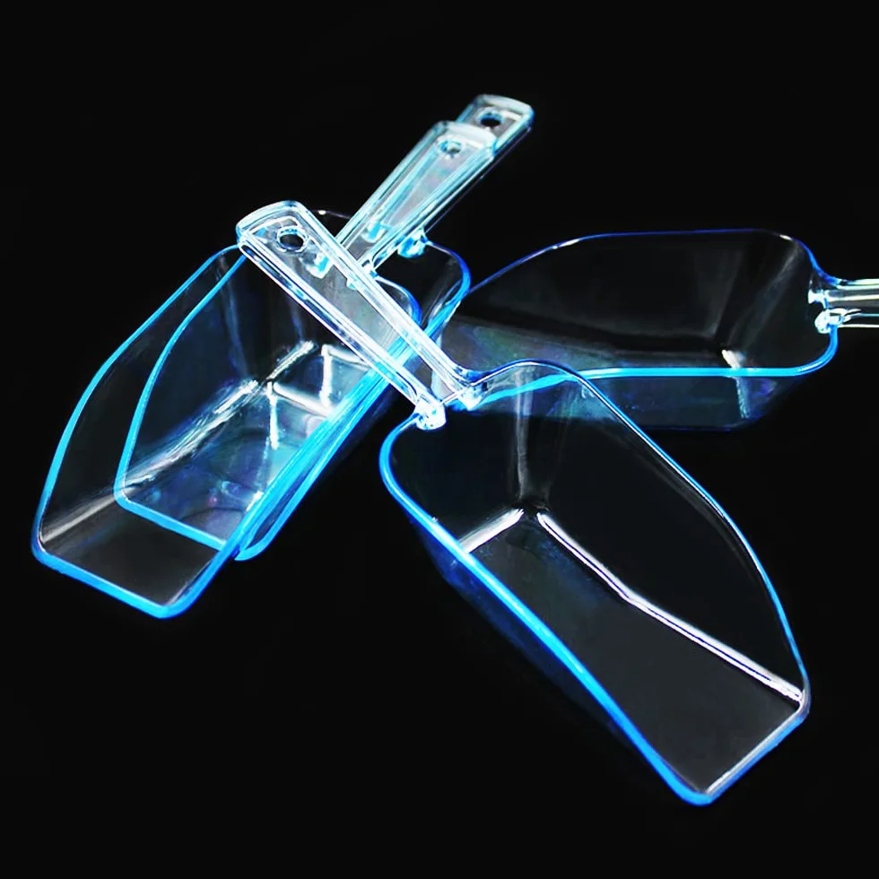 Cuchara de cocina de plástico, 16 unidades, cucharas medidoras multiusos, cuchara transparente para hielo, cuchara dulce para bodas, helados, proteínas en polvo