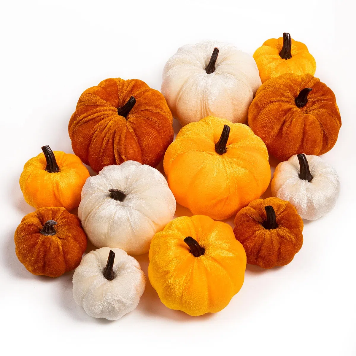 Benjia Calabaza de Felpa Decoraciones de Otoño, Mini Calabaza Pequeña, Calabazas Artificiales Falsas, Halloween, Acción de Gracias, Decoración de Mesa para el Hogar (12 Piezas, Naranja)