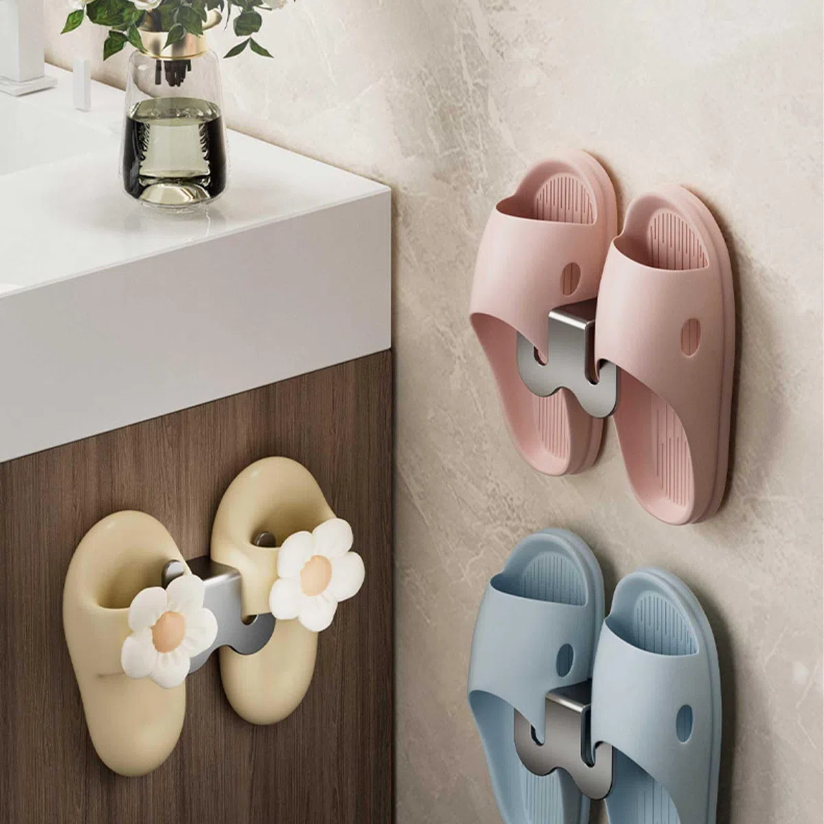 4 Piezas Soportes para Zapatos de Pared - Zapatero de Pared-Autoadhesivo, Carga Máxima 5kg - Zapatero de Aluminio Espacial para Colgar, Brazo a 4,5cm de la Tabique, Entradas y Baños