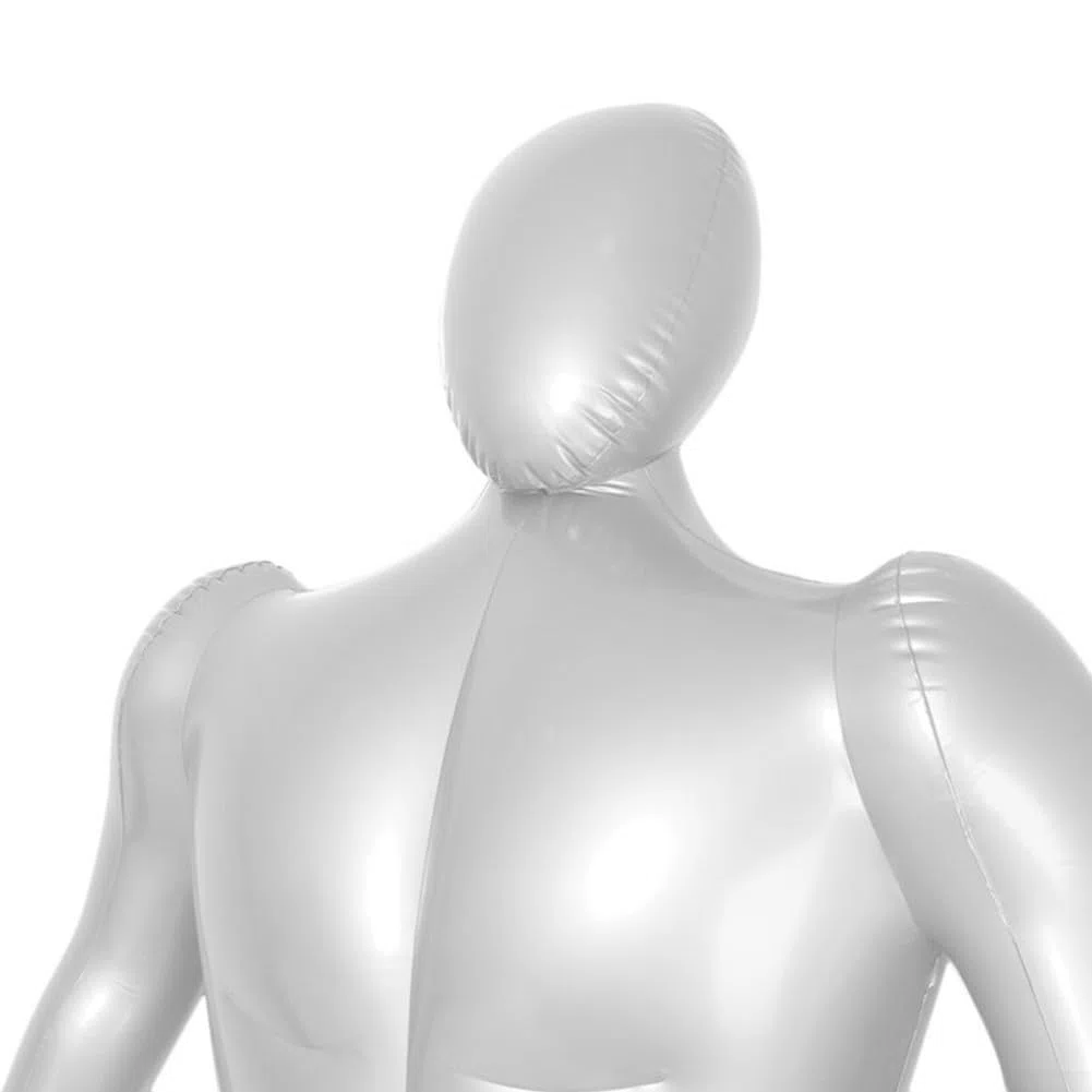 Maniquí hinchable para hombre, cuerpo completo, PVC, modelo plateado, 168 cm de altura con hombros, pecho, cintura, cadera, para tienda, escaparate, exposiciones, ferias, viajes, museos