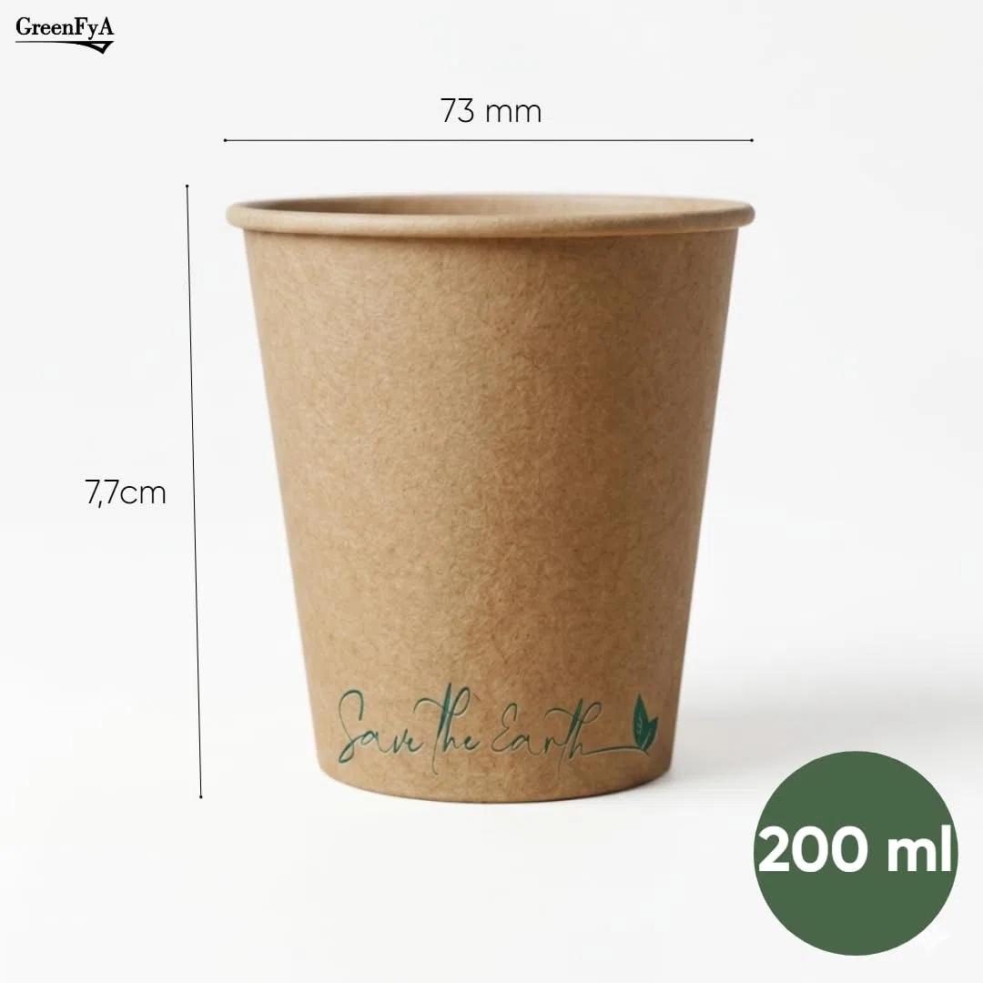 Vasos Desechables de Cartón Kraft para Café – Vasos Café Desechables Resistentes para Bebidas Calientes y Frias, Vaso Café para Llevar Ideal para Oficina, Eventos y Take Away (200, 200ml)