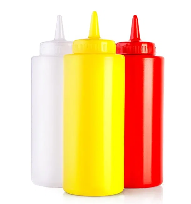 6 Botes plástico para Salsas I 360ml I Color Amarillo I Botellín para Salsas, Tomate, Mostaza, Mayonesa, Recipiente para Aceite, Botella biberón, Dispensador, Cocina.