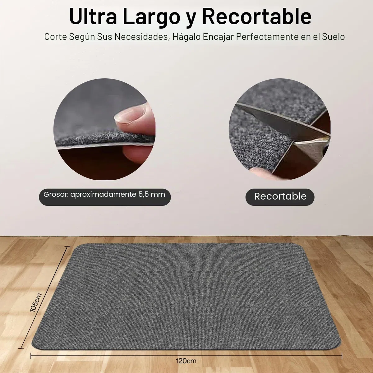 Protector Suelo Silla Ruedas,105x120 cm,Gris Oscuro Alfombra Silla Ruedas,Alfombrilla Protectora para Silla de Oficina,Resistente a los arañazos para parqué y Suelos Duros,Silla de Oficina.