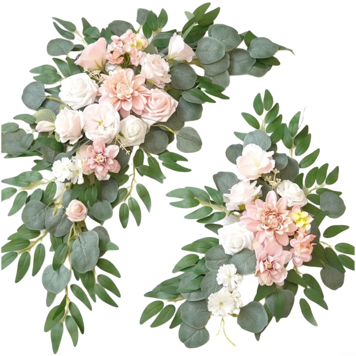 Paquete de 2 guirnaldas florales artificiales de seda sintética de 60 x 40 cm para boda, ceremonia, fiesta, recepción, decoración de entrada al aire libre (rosa)