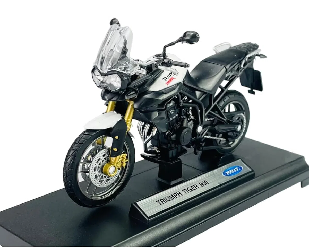 Welly Triumph Tiger 800 - Modelo de moto con base 1:18 1/18 (metal), color blanco