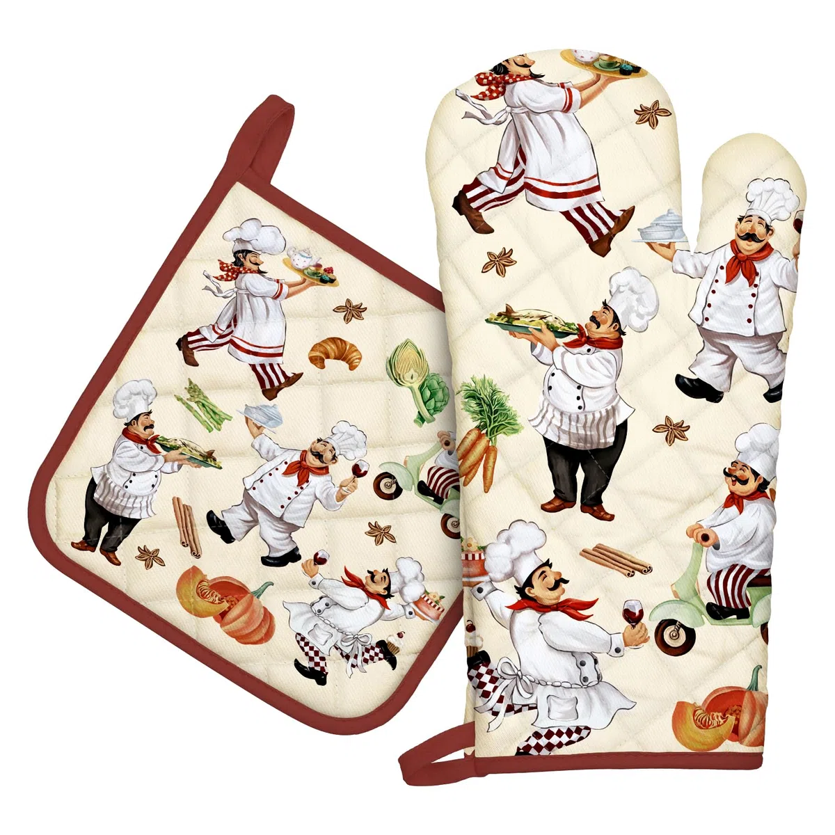 Guante De Horno Agarraderas, 100% AlgodóN Guante De Cocina Resistente Al Calo Grueso Seguro para Cocinar, Hacer Barbacoas Microondas Y para La Chimenea Regalo(Cocinero)