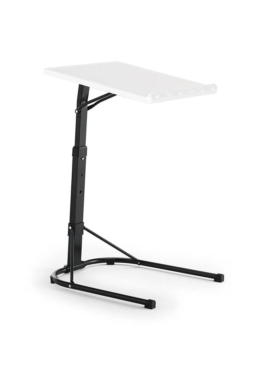 KITHOME - Mesa Plegable Auxiliar con Altura Ajustable, 43x43x63/68/73cm, Blanco