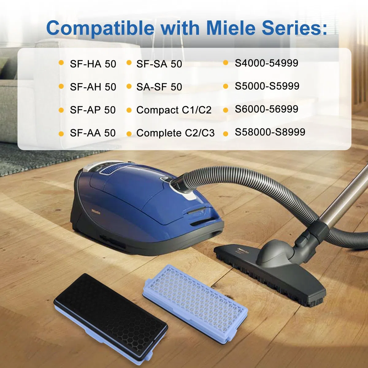 3 Juegos de Aspiradoras con Filtro Hepa para Miele Compact C1 y C2, Complete C2 y C3, S8340, Filtros Hepa para Aspiradoras con Filtro Miele, con 5 Filtros de Motor, 5 Filtros de Limpieza de Aire
